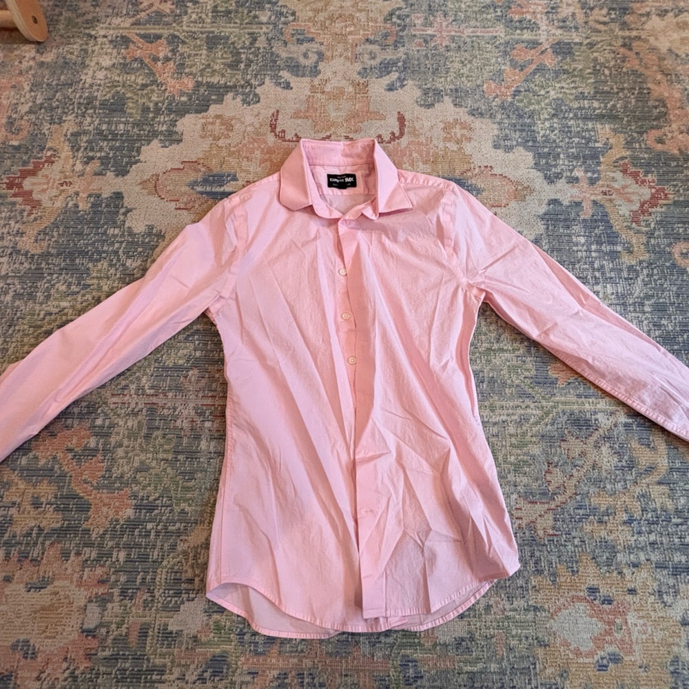 Express Light Pink Stretch Cotton Shirt slim fit